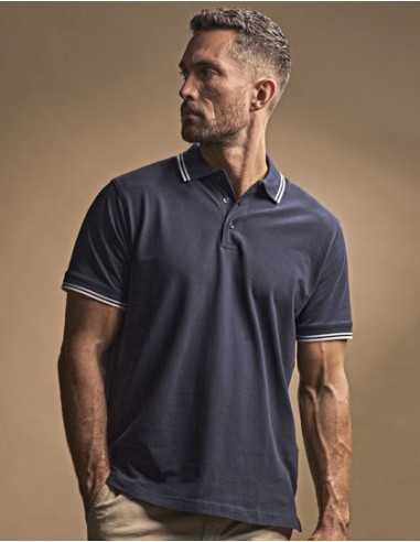 TEE-1407-Mens Luxury Stripe Stretch Polo